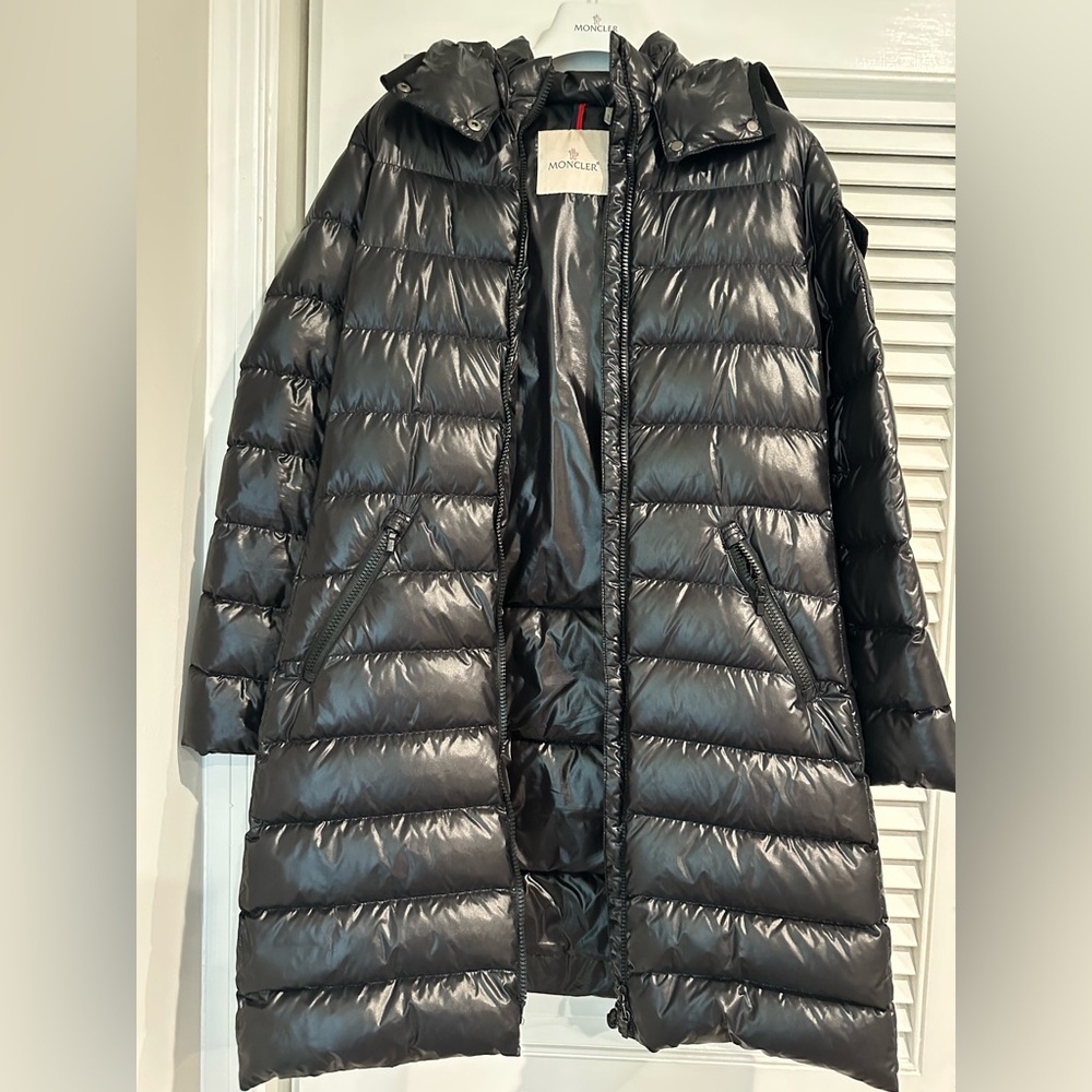 Moncler Kids Shiny Black Puffer Coat